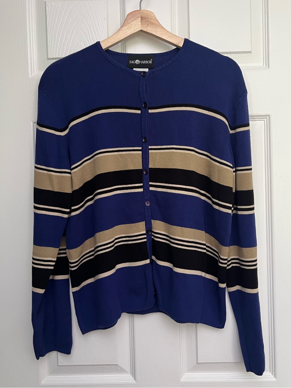 Sag Harbor Stripe Cardigan Sweater